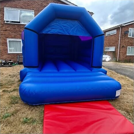 Classic blue covered bouncy castle